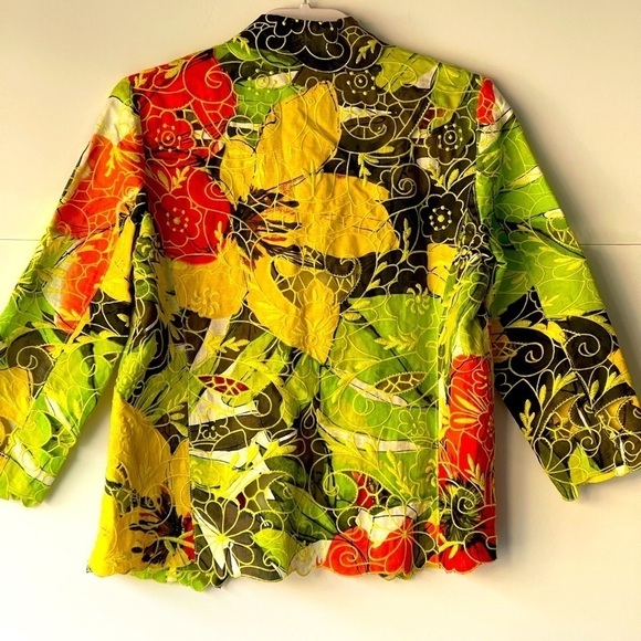 NWT! ($130) Chico's Women's Linen Blazer Jacket Open front Floral Boho, Sz S - Picture 4 of 13